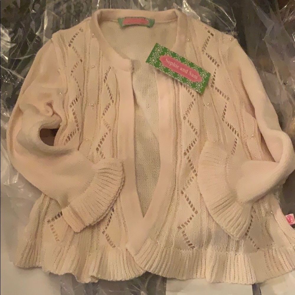 New Toddler Cream Cardigan with Pearls!